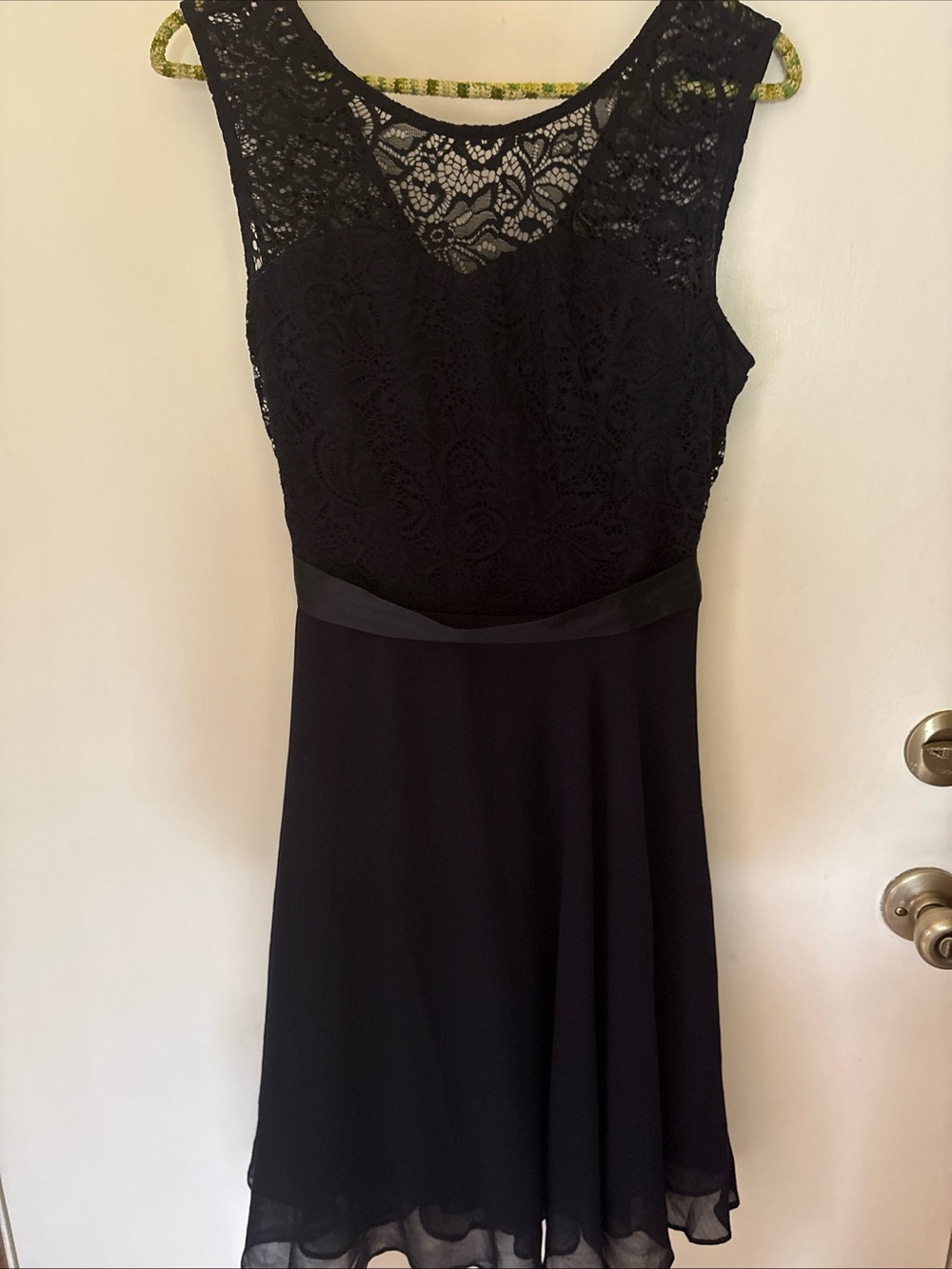 Bery Love Navy Laced Dress Sleeveless Fit Flare Midi Party Formal Junior Size M